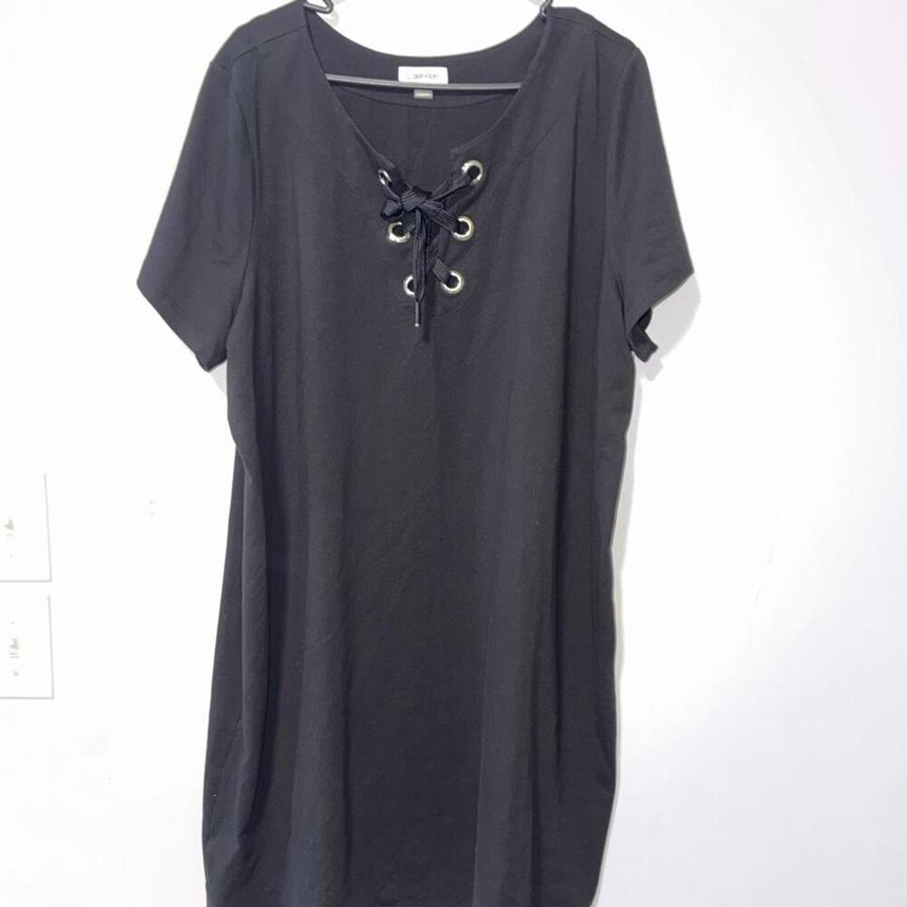 Lace-Up Black Short Sleeve Women’s Top